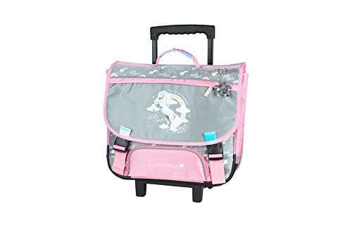 Cartable cheval Bella Sara à roulettes pour l'école, 41 cm gris et rose