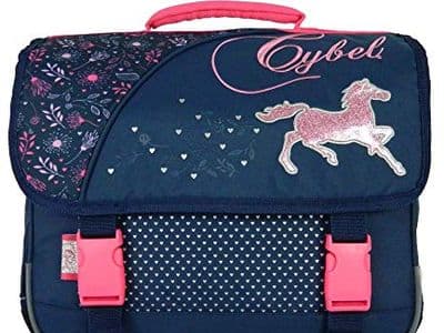 Cartable cheval Cybel Bagtrotter marine et rose, 38 cm