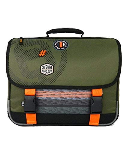 Cartable kaki et orange Offshore au look écolier stylé parfait pour l'école primaire