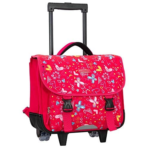 Cartable trolley rose avec papillons