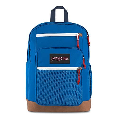 Sac à dos JanSport étudiant look vintage bleu et marron