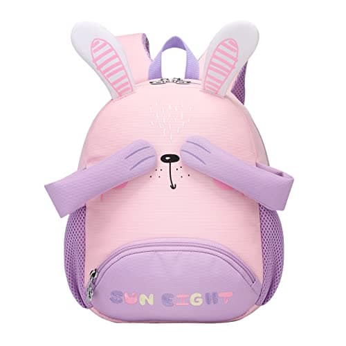Sac à dos maternelle lapin avec oreilles 3D rose et rigolo
