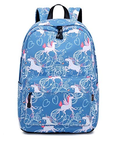 Sac à dos motif licorne pour l'école ou le collège bleu impermeable