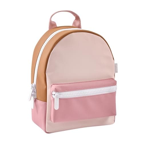 BEABA, Sac à Dos Enfant Maternelle, Cartable fille primaire, 2 Poches, Etiquette Prénom, Large Zip, Anses Ajustables, Dos Rembourré, Waterproof, Moderne, Robuste, Facile à nettoyer, Faro Dusty rose
