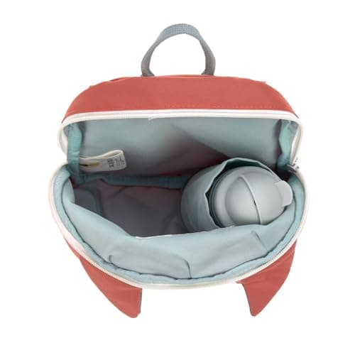 Sac à dos enfant rouge ouvert avec compartiments intérieurs