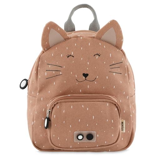 Petit sac à dos marron motif chat avec oreilles