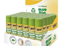 Tube de colle Bic sans solvant fabriqués avec du plastique recyclé à 100%, 8 grammes, lots de 30