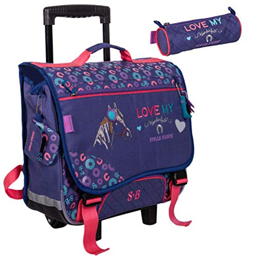 Cartable Cheval fille CP violet à roulettes