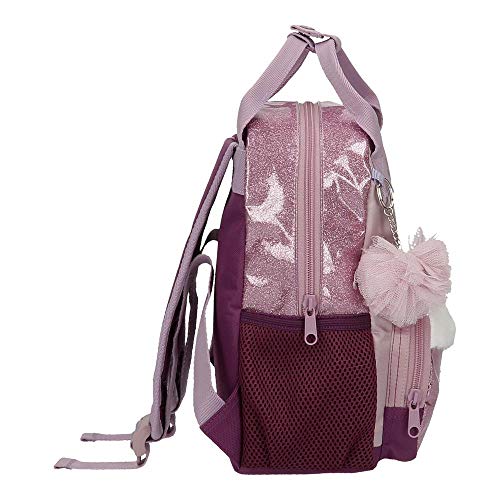 Cartable maternelle Elsa mauve avec pompon