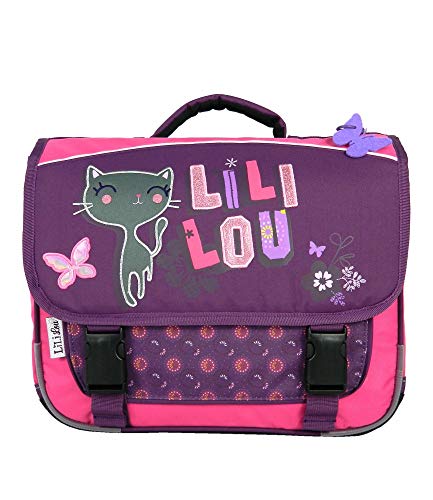 Cartable chat Lili Lou violet pour fille de CP, Bagtrotter, 38 cm