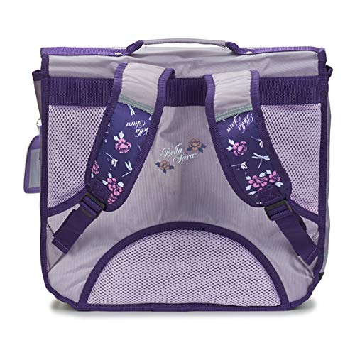 Cartable cheval Bella Sara mauve format traditionnel avec poches et bretelles confortables 38 cm