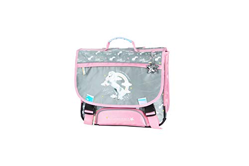 Cartable cheval Bella Sara pour l'école, 38 cm gris et rose