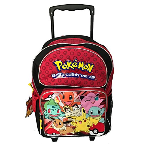 Cartable sac à dos trolley à roulettes Garçon CP Pokémon rouge