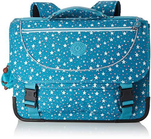 Cartable Garçon CP kipling Bleu turquoise étoilé avec porte clé singe