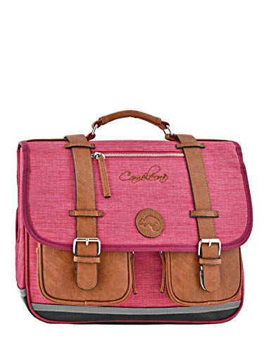 Cartable fille Cameleon CP rose et marron 38 cm look vintage