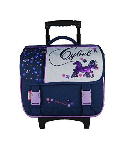 cartable Cybel Cheval fille CP bleu et mauve 38 cm à roulettes