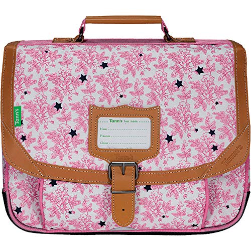 Cartable Fille CP  petites étoiles et fleurs fantaisie  Tann's 35 cm liberty rose