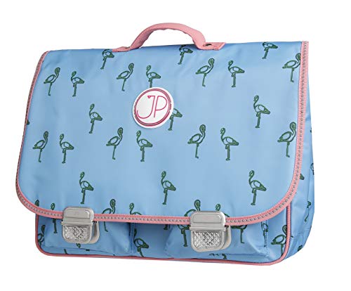 Cartable Flamants Roses pour fille de CP ou CE1, Jeune Premier, 38 cm, tissu deperlant