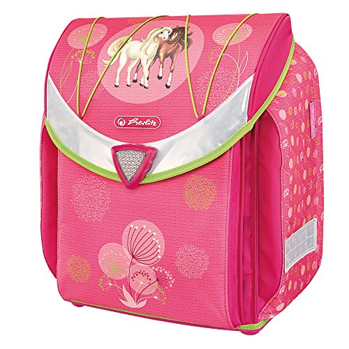 Cartable sac à dos rose avec chevaux Herlitz fille CP de profil