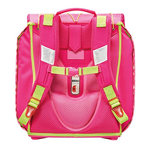 Dos et bretelles ergonomiques du cartable sac à dos rose avec chevaux Herlitz fille CP