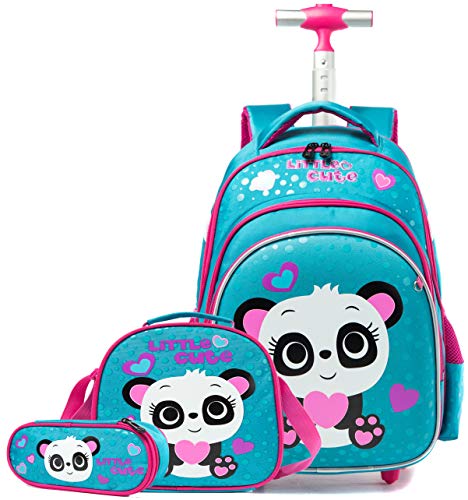 Sac à dos trolley école fille CP primaire Animal PandaTurquoise