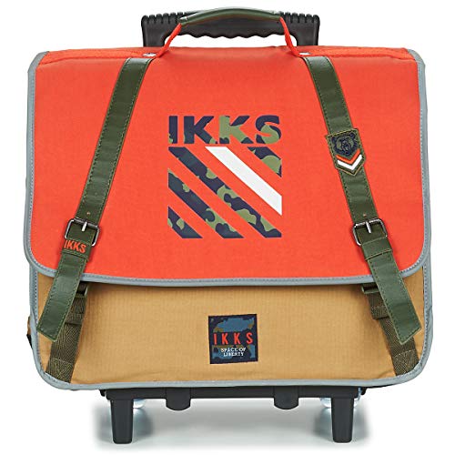 Cartable trolley CE1 ou CE2 IKKS  "Army" orange et vert