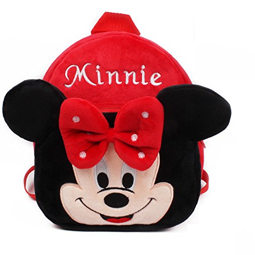 Cartable sac à dos maternelle fille rouge Minnie Peluche toute douce