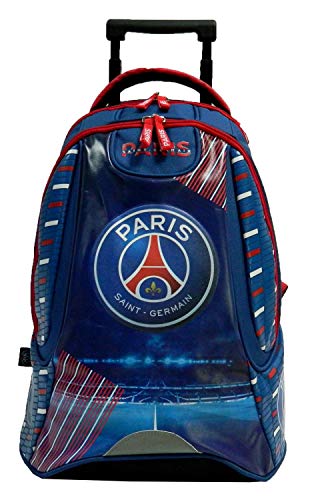 Cartable sac à dos trolley foot pour écolier avec roulettes PSG