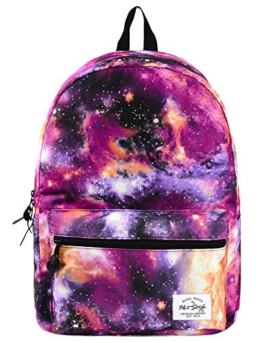 Sac à dos Galaxy violet, rose et oranger pour le collège Hotstyle