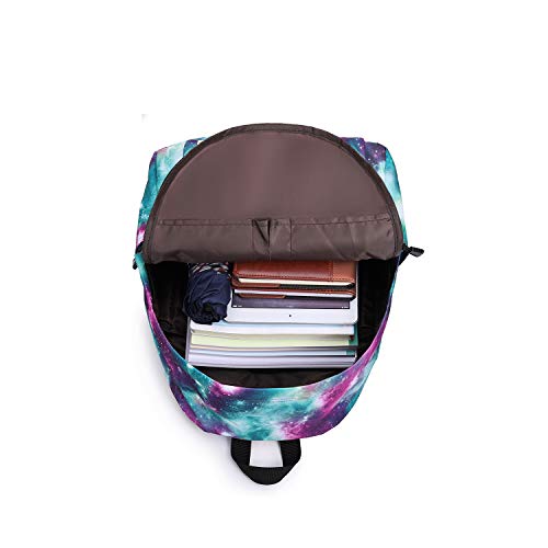 Sac à dos Galaxy Hotstyle vert et rose avec trousse assortie pour le collège