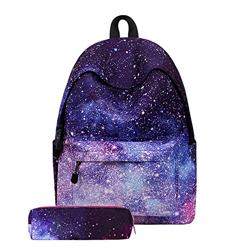 Sac à dos Galaxy violet et rose pour le collège ou l'école avec trousse assortie