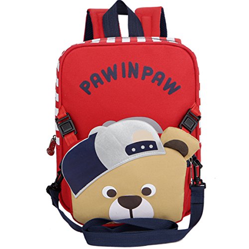 Le sac à dos nounours rouge pour les garçons de maternelle