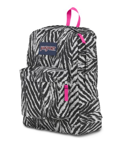 Sac à dos JanSport Superbreak imprimé zèbre et détails rose fluo