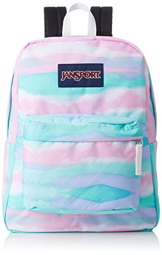 Sac à dos JanSport Superbreak rayures rose et bleu pastel