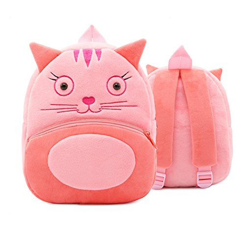 Sac à dos maternelle fille chat rose peluche tout doux