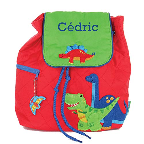 Sac maternelle dinosaure personnalisable avec prénom couleur rouge