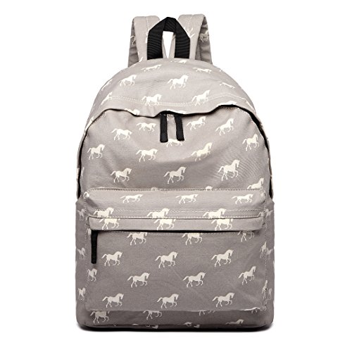 Sac à dos avec motif cheval gris en nylon