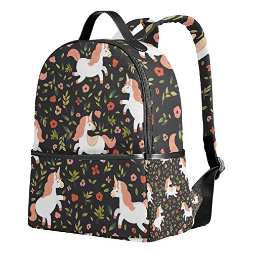 Sac à dos avec motif licornes et fleurs pour l'école ou le collège