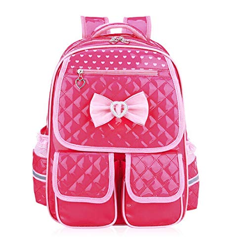 Sac à dos fille rose girly en cuir PU avec poches jumelles