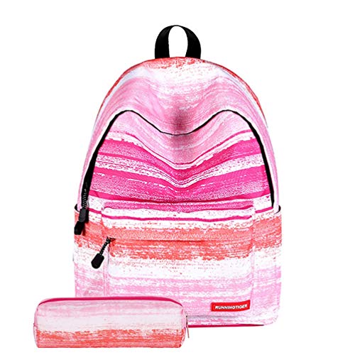 Sac à dos rose rayé pour l'école Galaxy