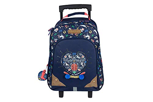 Sac à dos trolley cheval STELLA BIANCA Folk 38cm avec 2 Compartiments Original et tendance pour l'école