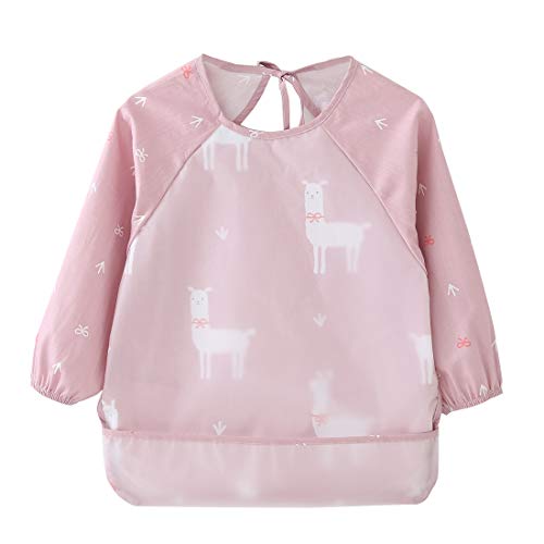 Blouse de peinture pour l'école maternelle imprimé lamas rose original Happy Cherry, en matériau EVA, imperméable.