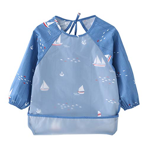 Blouse de peinture pour l'école maternelle imprimé petits bateaux original Happy Cherry, en matériau EVA, imperméable.