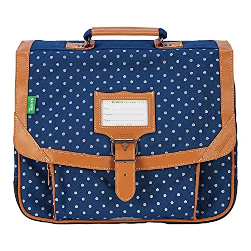 Cartable fille CP Tann's 35 cm  à petits pois bleu marine et marron