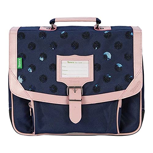Cartable fille CP Tann's 35 cm à gros pois bleu marine et rose