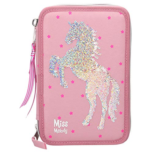 Trousse scolaire complète avec fournitures scolaires rose avec licorne à paillettes