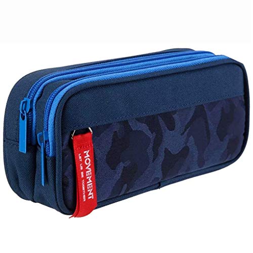 Trousse scolaire bleue à 2 compartiments imprimé camo