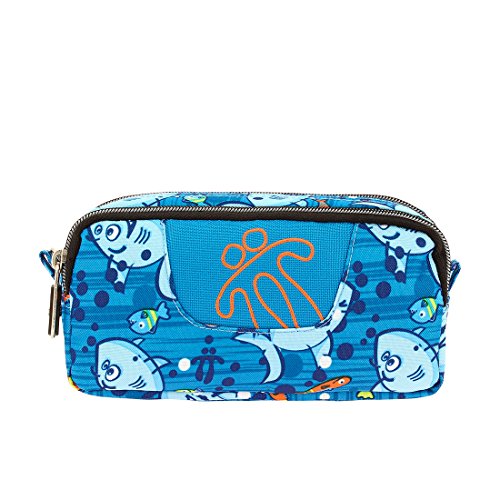 Trousse scolaire fantaisie avec 2 compartiments Totto bleue